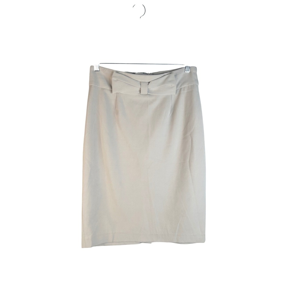 Grace Elements Women'ss Tan Bow Accent Stretch Classic Pencil Skirt Size‎ 8